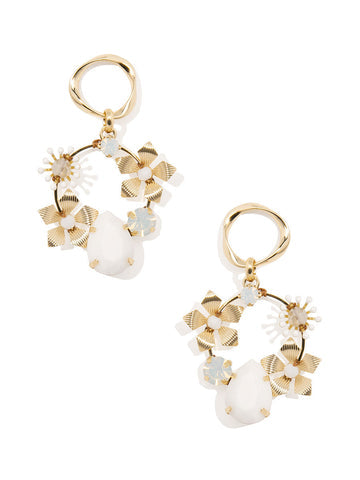 Handmade Drop Earring with Crystals and Flowers