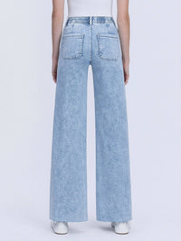 HIGH RISE DRAWSTRING WAISTBAND WIDE LEG JEANS