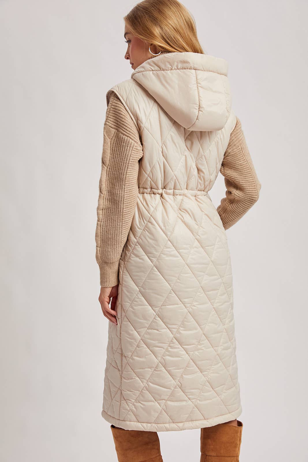 Diamond Quilt Puffer Long Line Vest