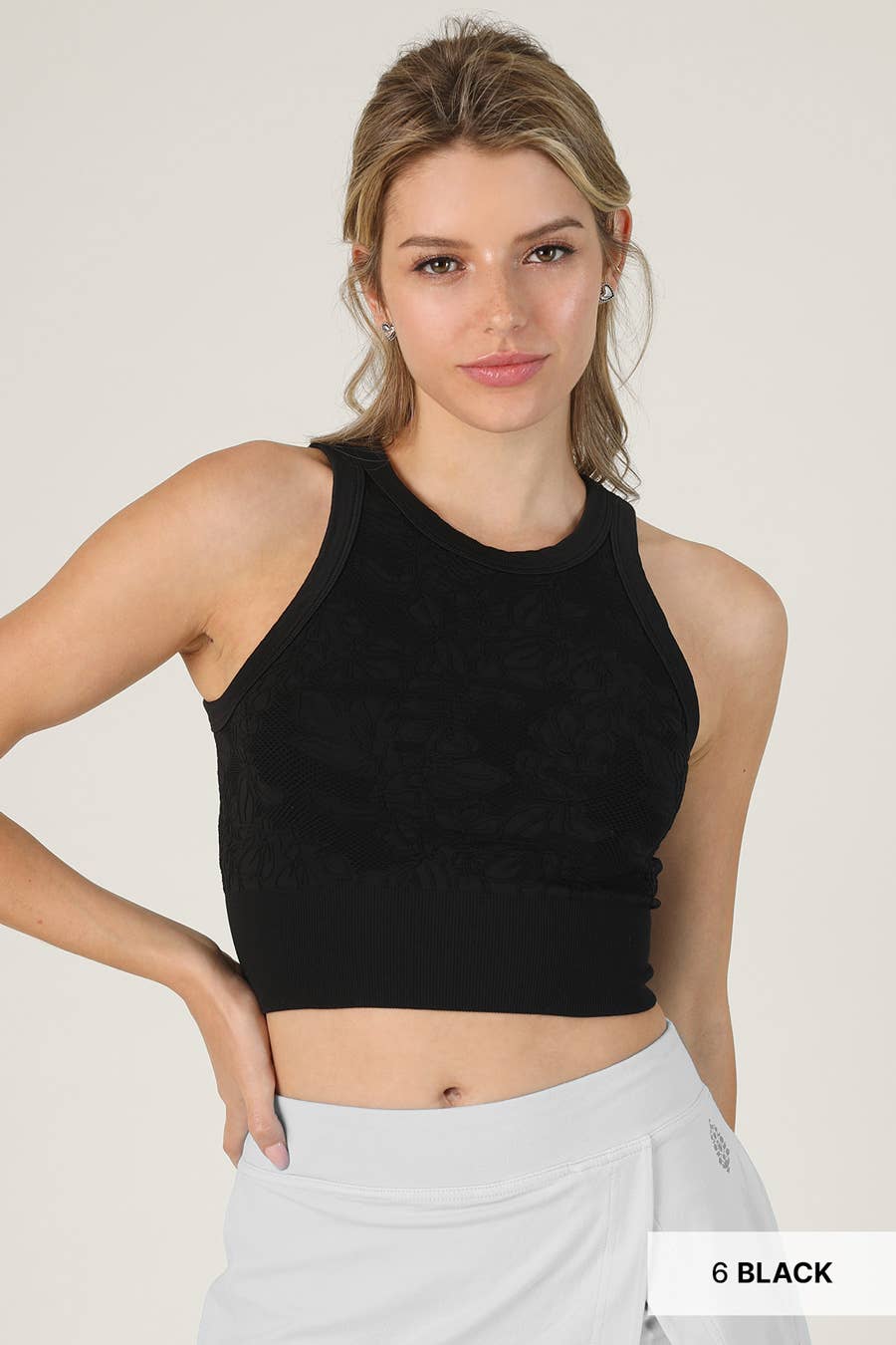 Lace High Neck Crop