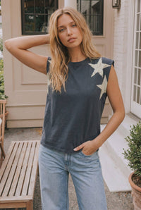 250th 4th of July star shoulder top