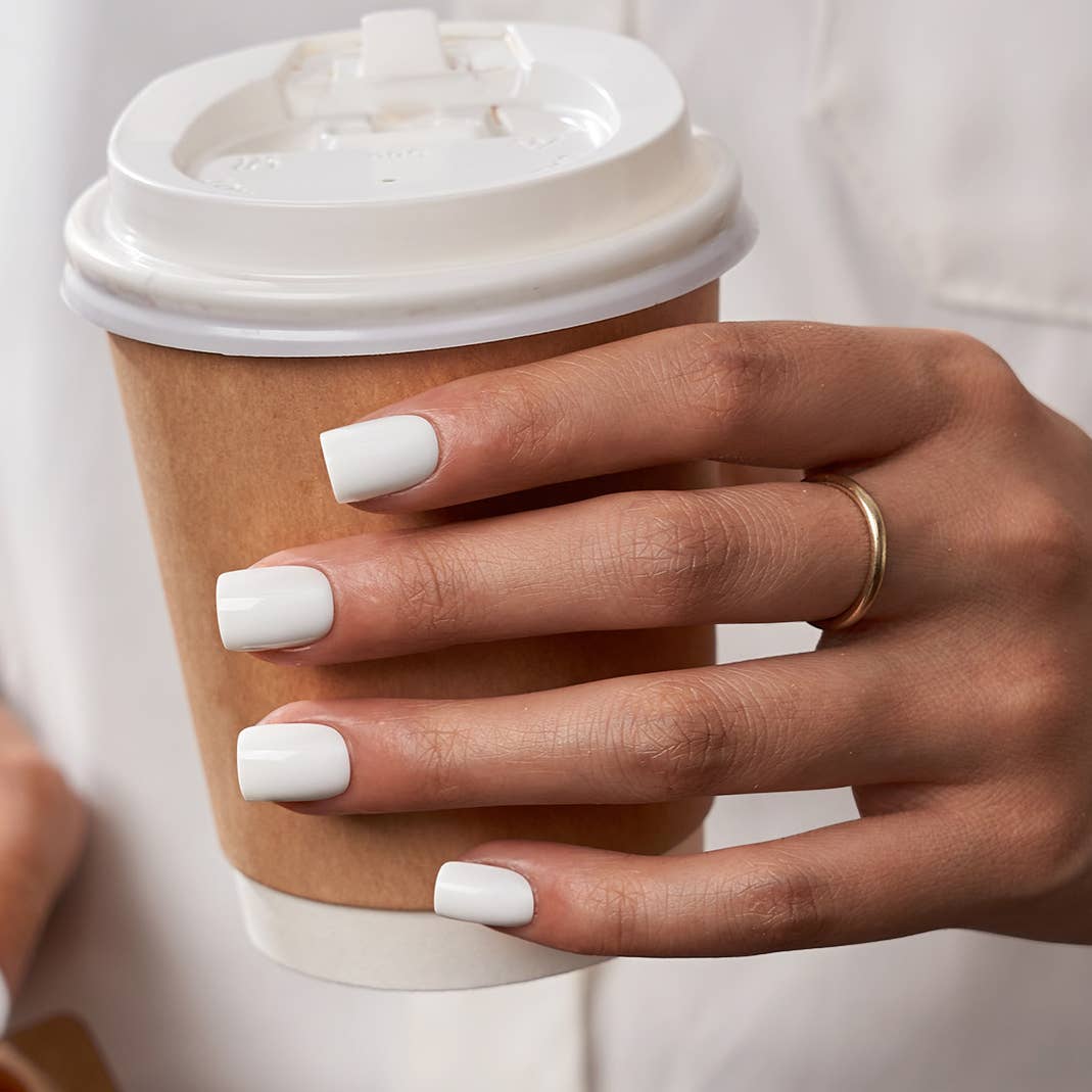 Short Square White Plain Nails - Natural Nude Press On Nails: Power Pink