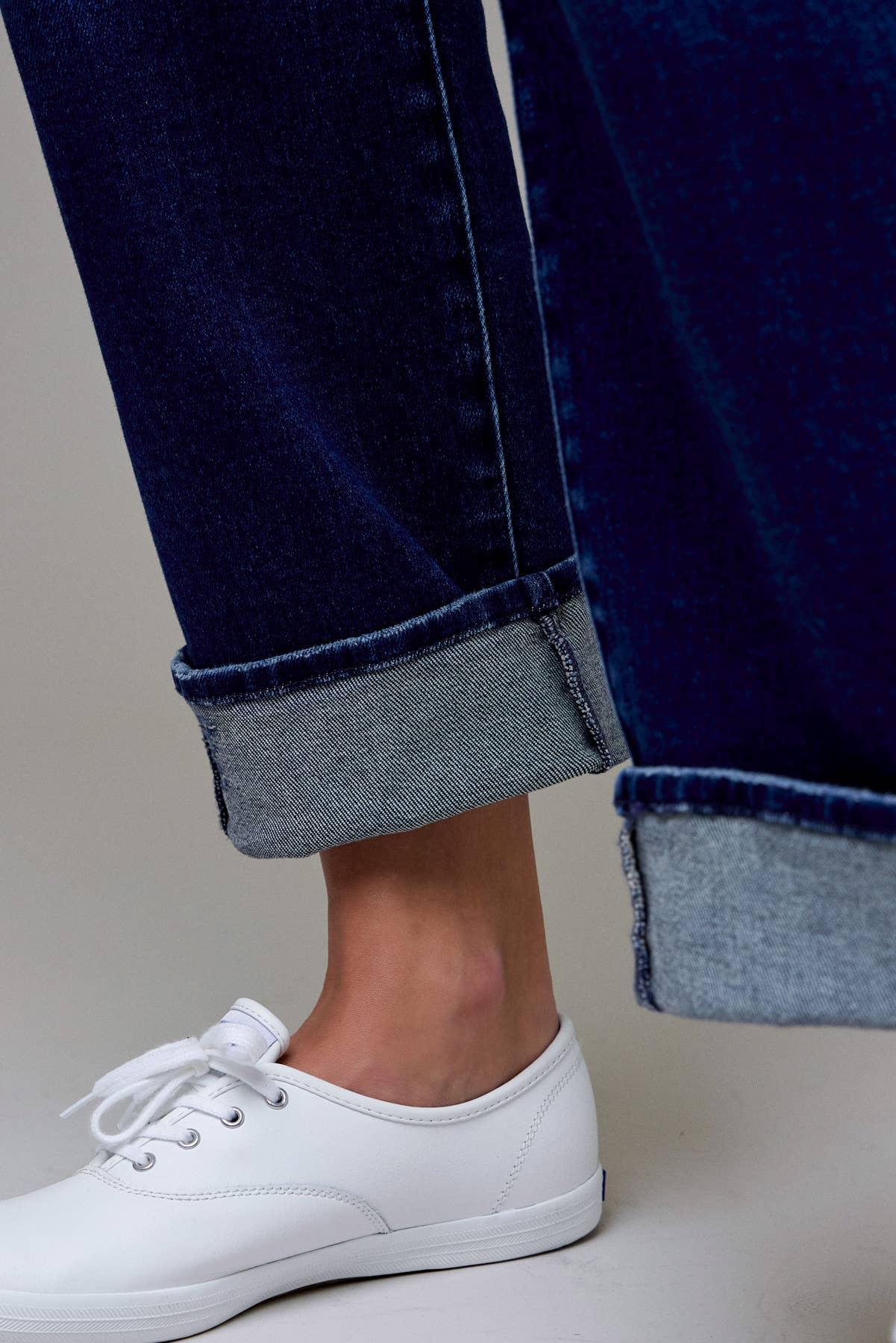 Dark Wash Cuffed  31" Inseam Straight Jean: