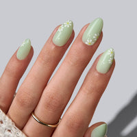 Yellow French Press On Nails - Short Square Nails Wholesale: Meadow Daisy
