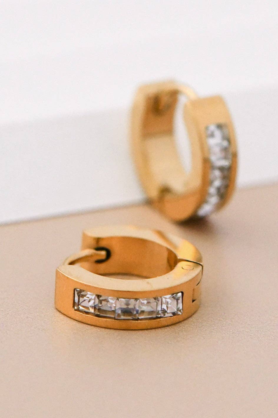 Crystal and Gold Hoops