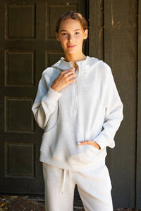 MODAL POLY SPAN QUARTER ZIP HODDIE JACKET