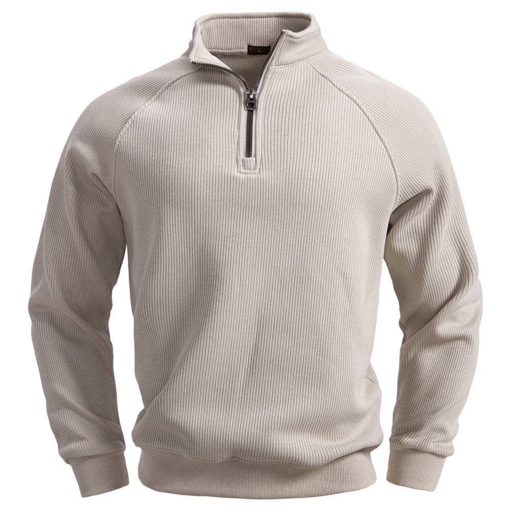 Men's Navy Stand-Collar Fleece Quarter-Zip Sweatshirt