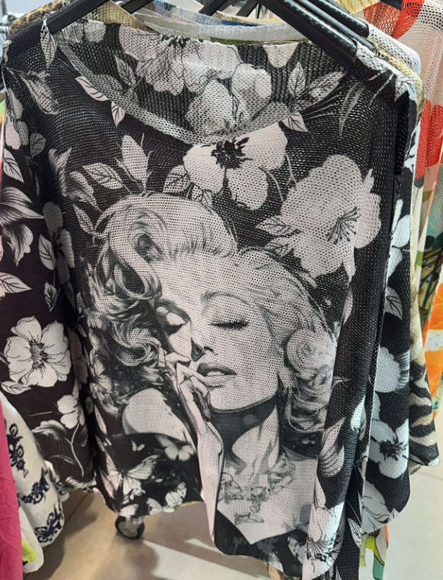 CMAR Black White Marylin Round Neck Knit Printed Sweater