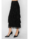 Layered Fringe Maxi Skirt