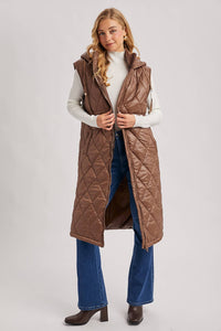 Diamond Quilt Puffer Long Line Vest