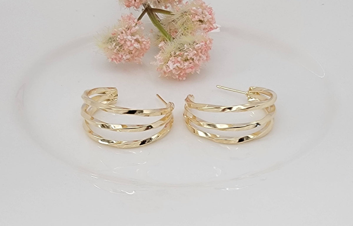 Triple Layered Twisted Hoop Earrings