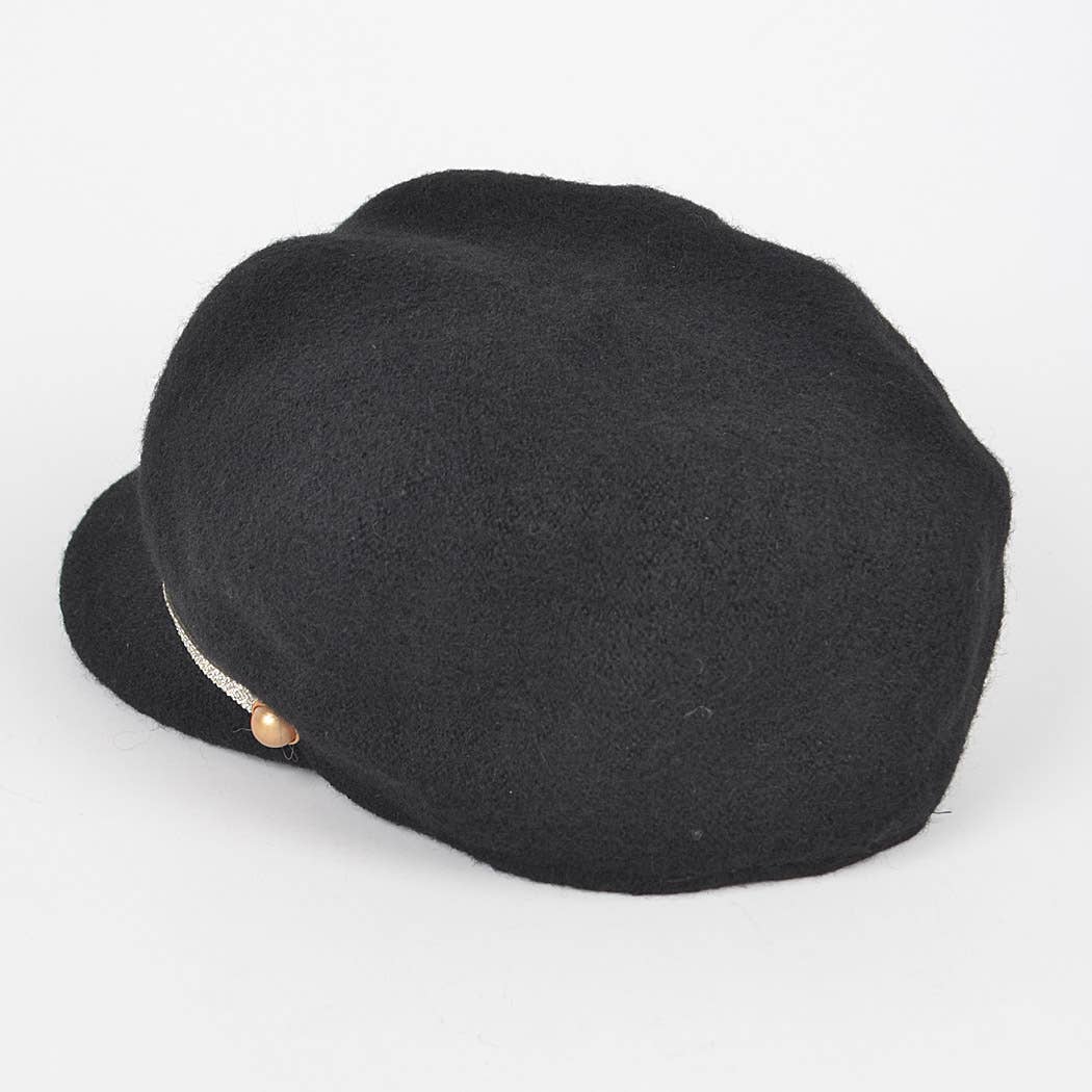 One Rhinestone Line Fashion Cap: BK