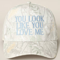 You Look Like You Love Me Embroidery Camo Cap: BEIGE CAMO-BEIGE / ONE SIZE
