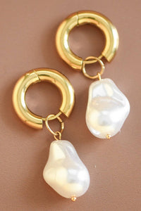 Faux Pearl Hoops