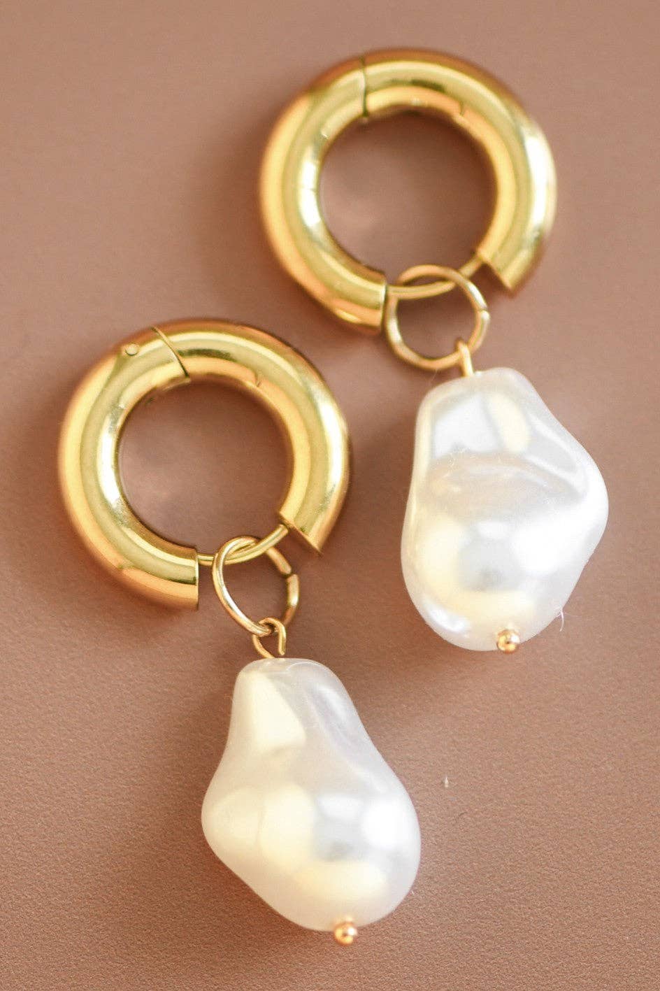 Faux Pearl Hoops