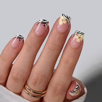 Summer Beach Blue Fake Nails-3D Starfish Shell French Design: Dotted Overalls