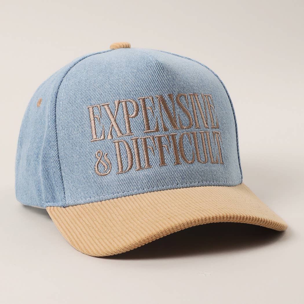 EXPENSIVE DIFFICULT Denim Corduroy Trucker Hat: LBG-LDN-BEIGE / One Size