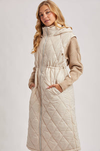 Diamond Quilt Puffer Long Line Vest