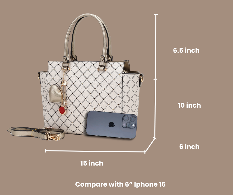 Brangio Italy Luxe Diamond Stitched Tote Bag: Ivory