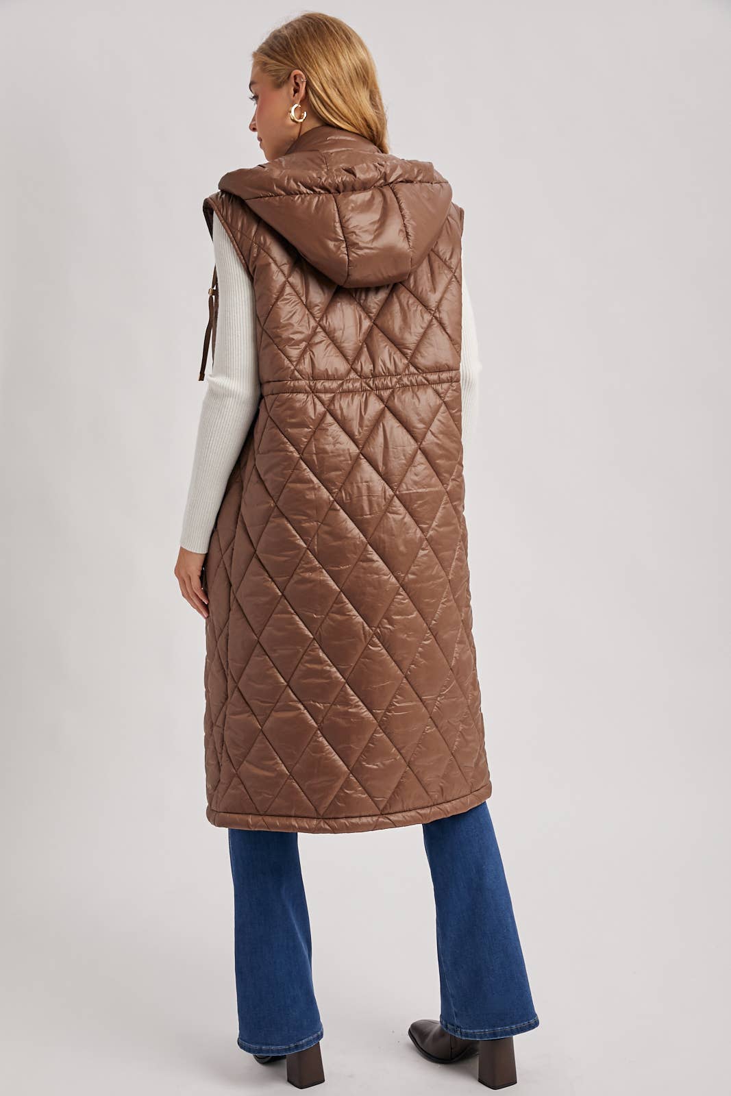 Diamond Quilt Puffer Long Line Vest