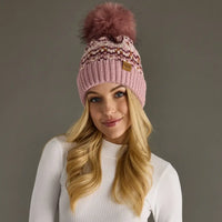 Pink Patterned Pom Hat