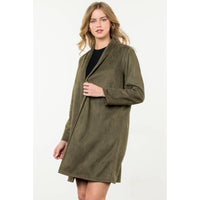 Suede Coat: OLIVE