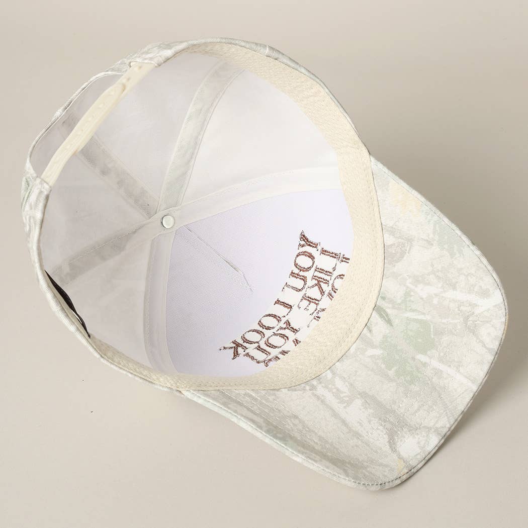 You Look Like You Love Me Embroidery Camo Cap: BEIGE CAMO-BEIGE / ONE SIZE