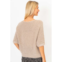 Short Sleeve Fluffy Knit Italian Sweater