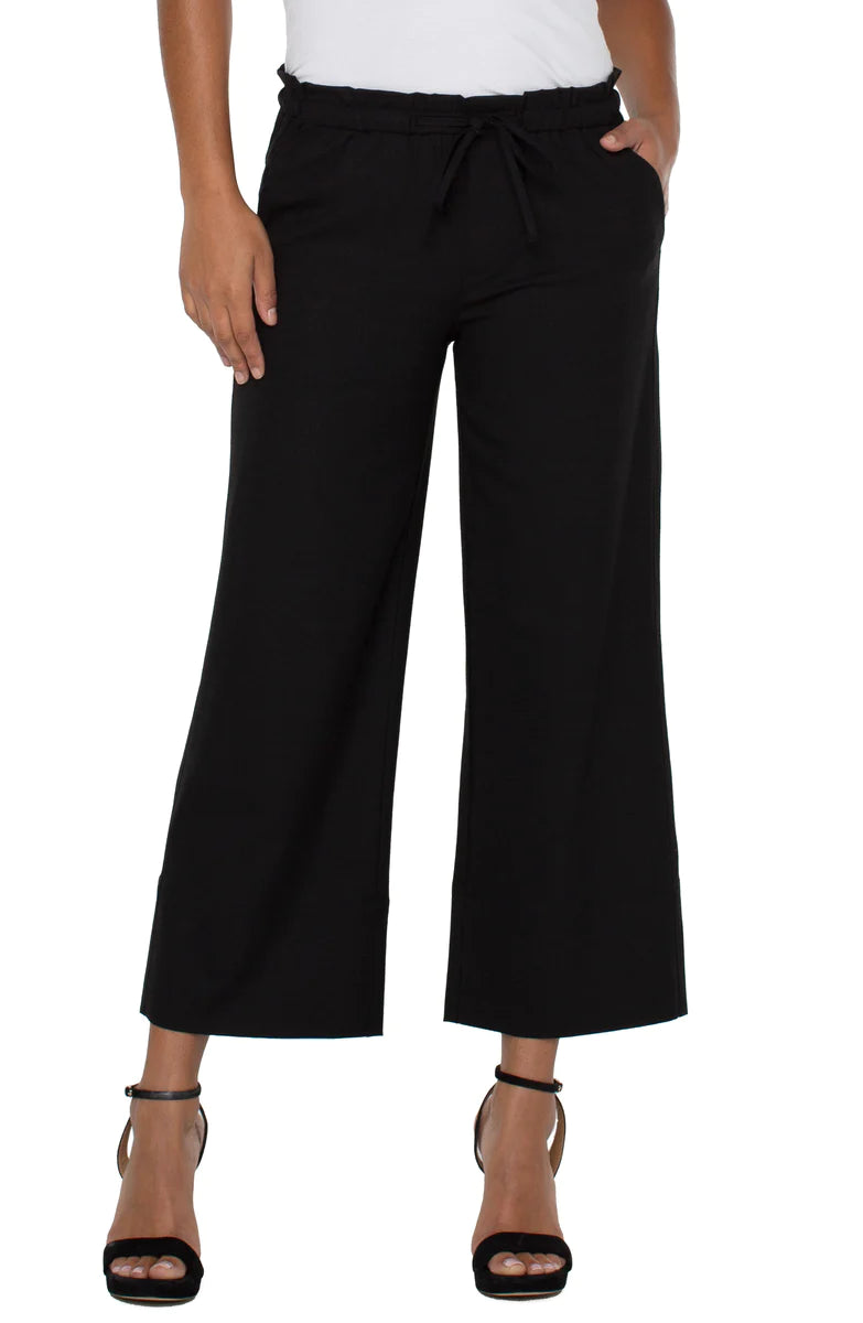 Pull-on Tie Waist Wide Leg Ankle 26"