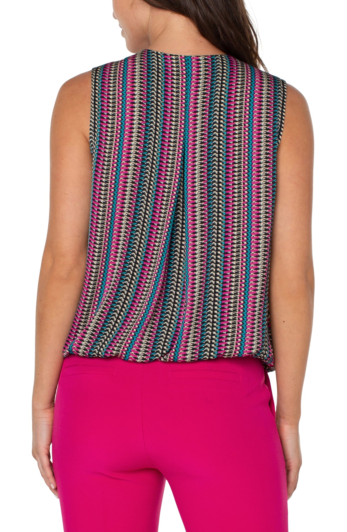 Sleeveless V-Neck Drape Woven Top