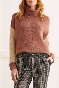Color Block Turtleneck Sweater