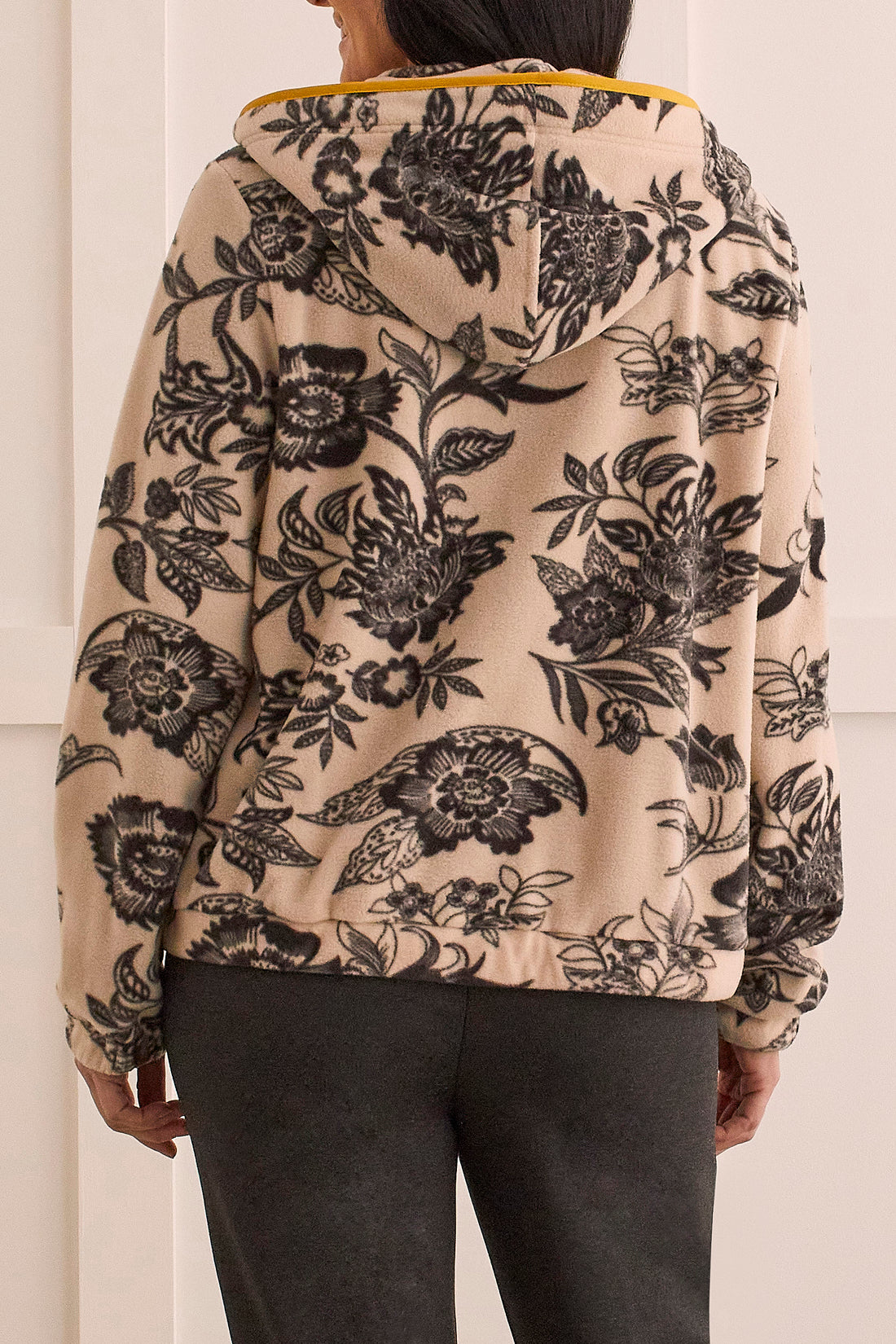 Floral Zip Front Fleece Jacket