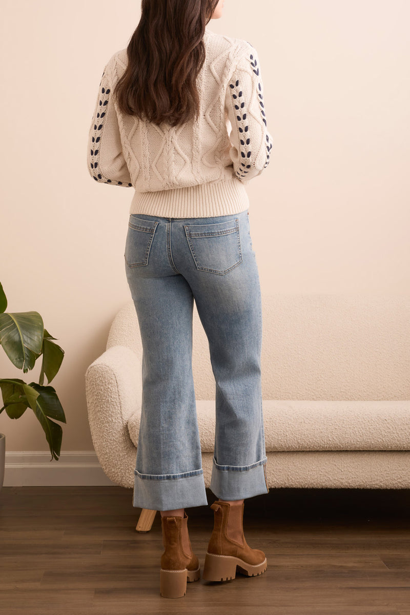 Cable Knit 3/4 Sleeve Sweater