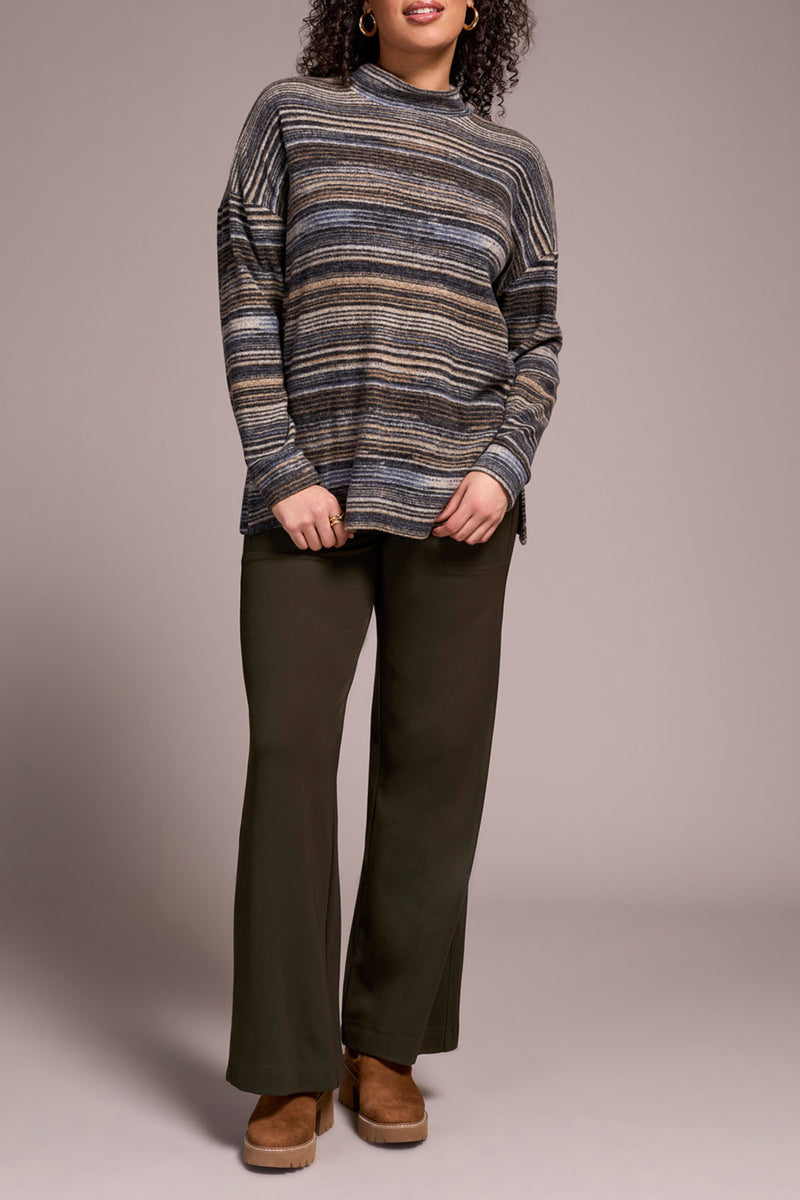 Mock Neck Top with Side Slits