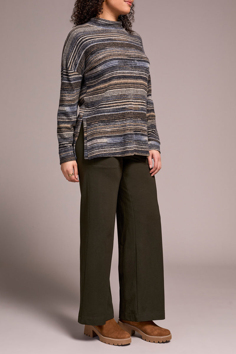 Mock Neck Top with Side Slits