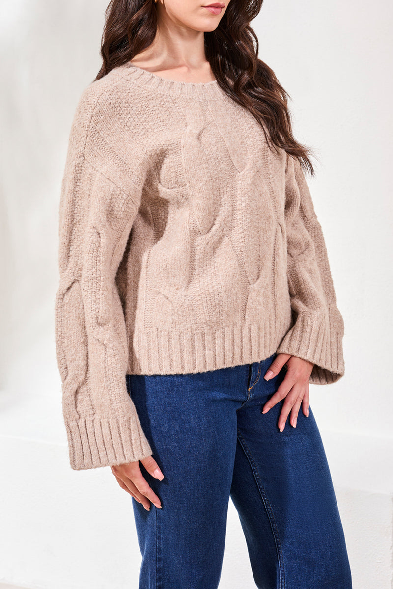 Loose Fit Cable Knit Sweater