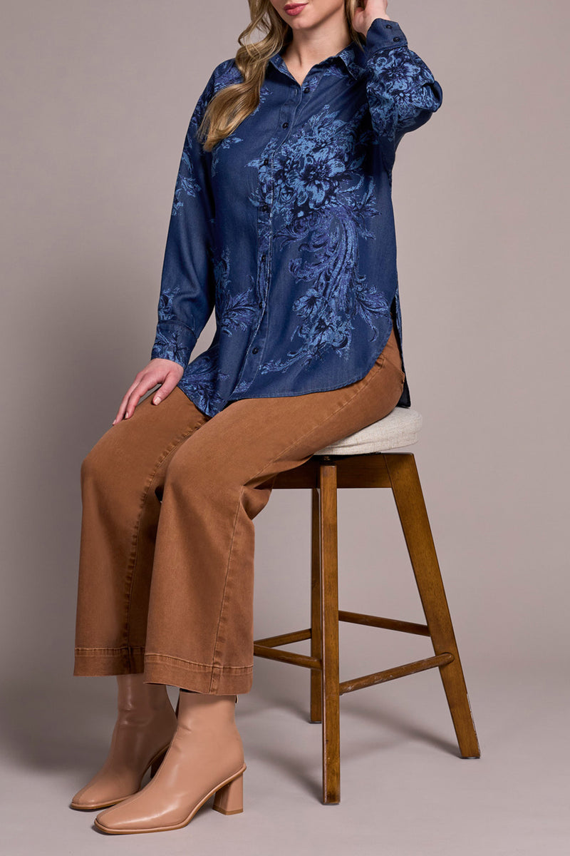 Printed Chambray Blouse
