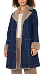 Sherpa Trimmed Long Denim Jacket