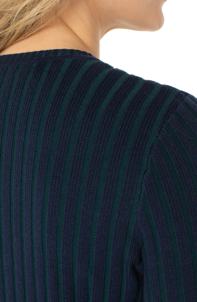 Blue and Green Ribbed Sweater