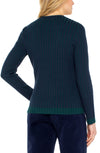 Blue and Green Ribbed Sweater