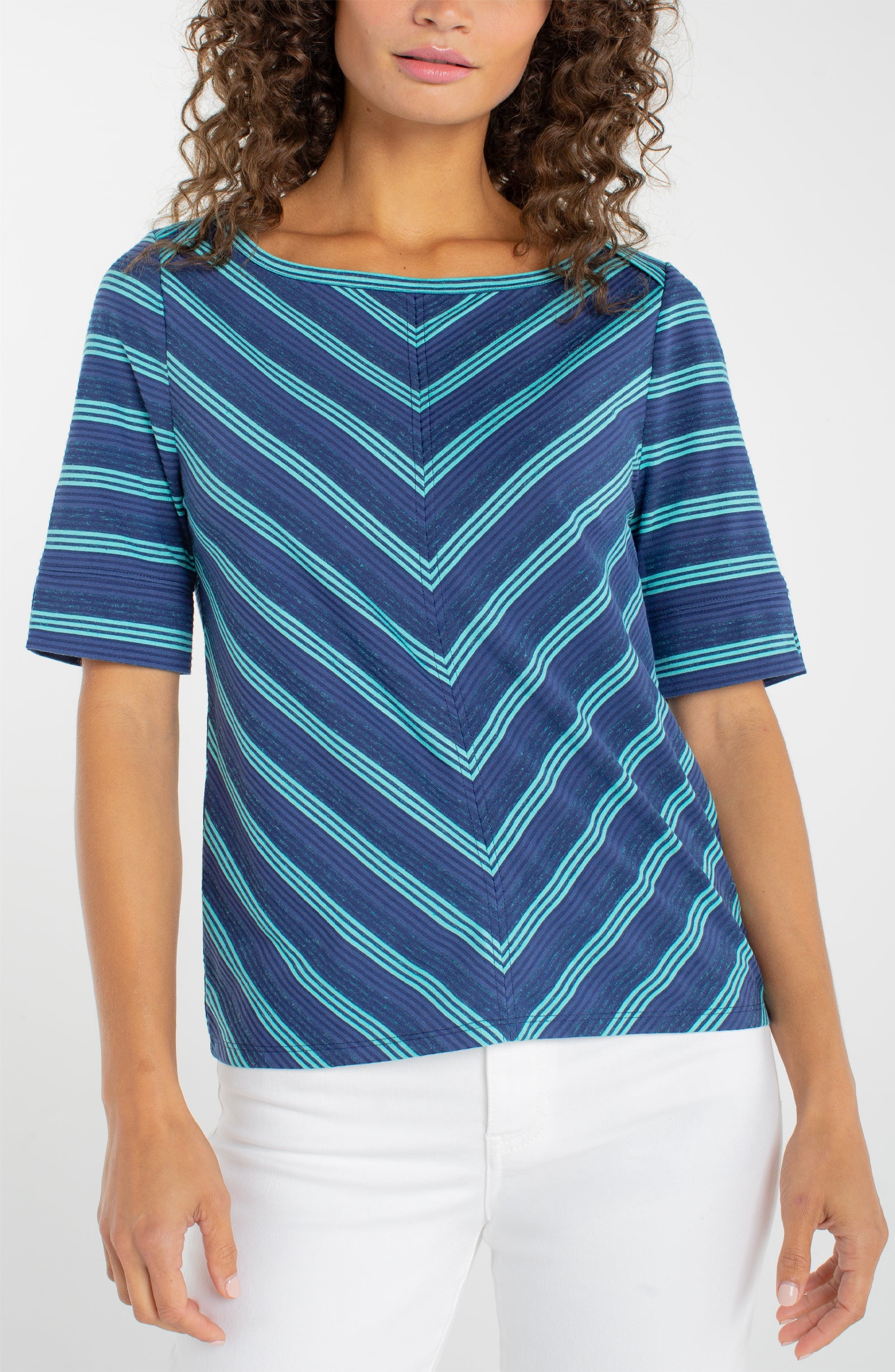 Blue Stripe Boatneck Top