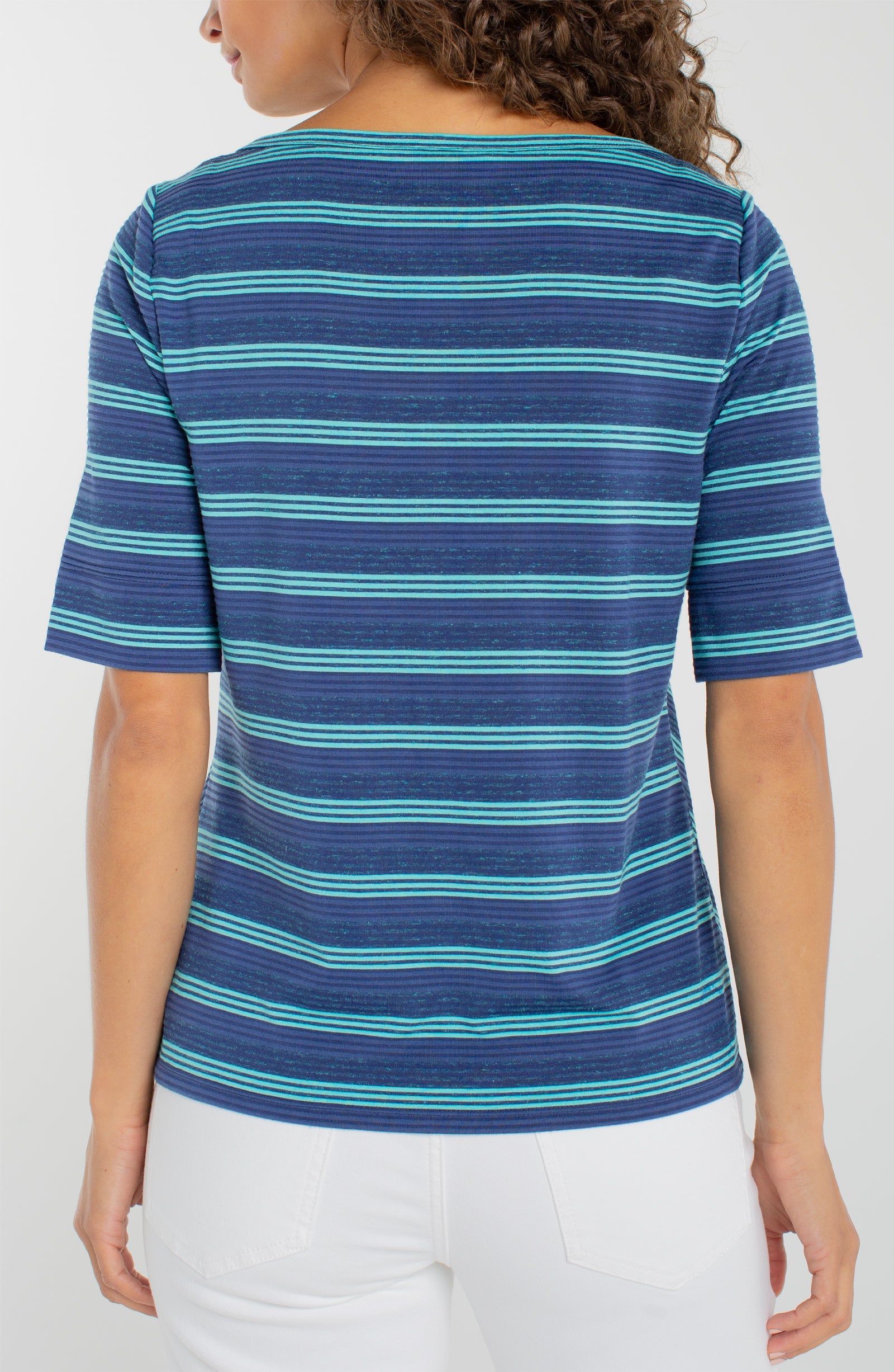 Blue Stripe Boatneck Top