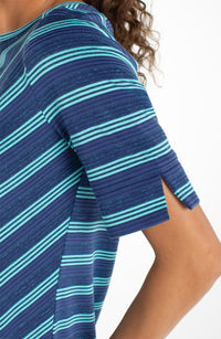 Blue Stripe Boatneck Top
