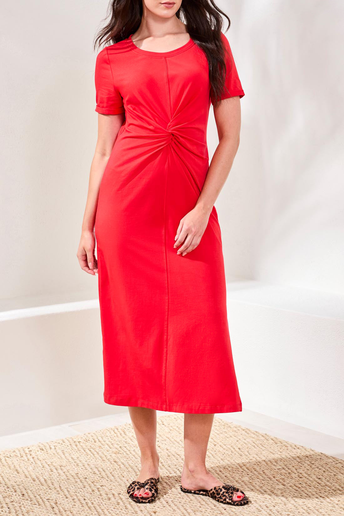 Midi Dress with Twisted Knot Front