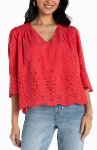 Red Eyelet Top