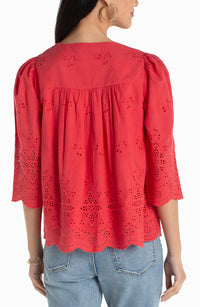 Red Eyelet Top