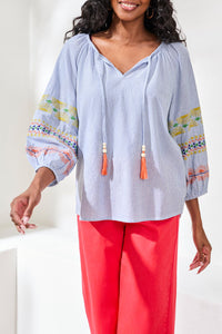 Ragland Blouse with Embroidery