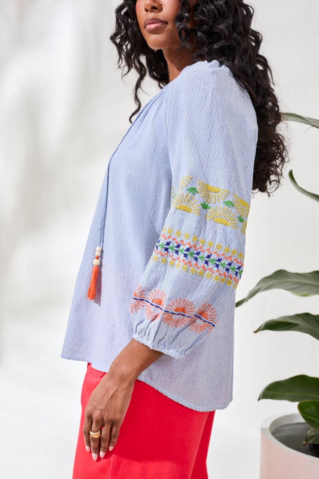 Ragland Blouse with Embroidery