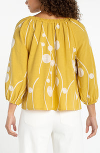 Yellow 3/4 Sleeve Woven Top