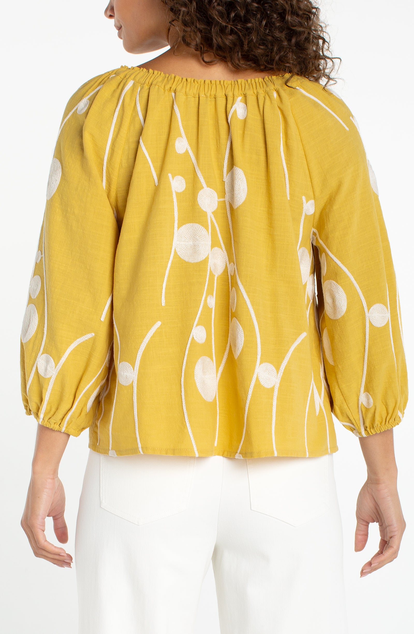 Yellow 3/4 Sleeve Woven Top